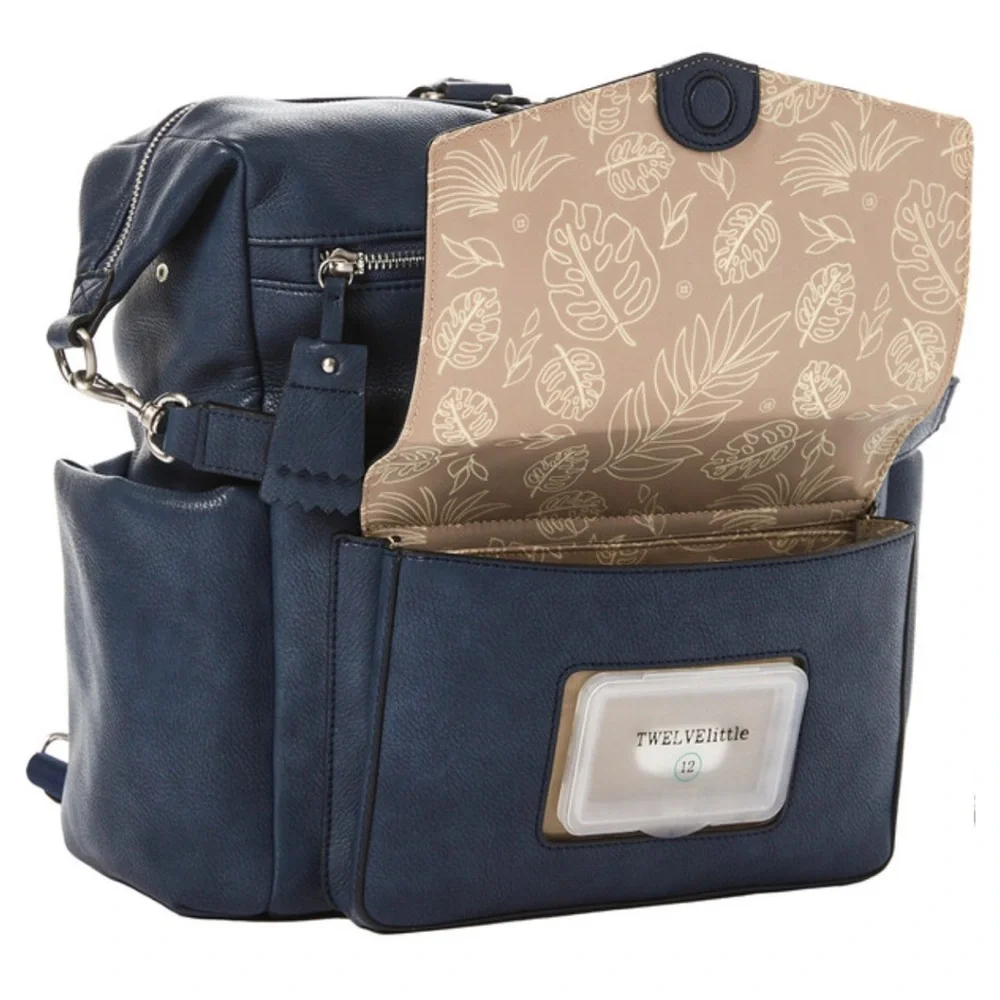 Twelvelittle Navy Women's Baby Bag Backpack Vegan Leather EUC